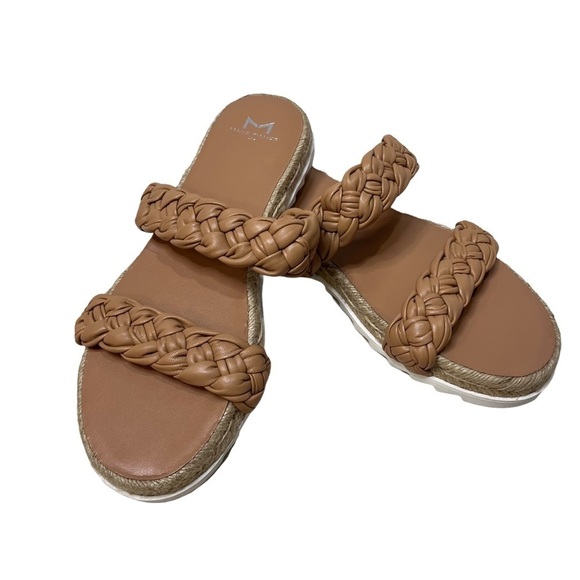 Marc Fisher Jaime Braided Flat Espadrille Slip On Sandal Size 9 Natural Macaroon - Picture 2 of 10